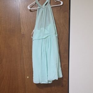 David's Bridal Mint Green Halter Midi Dress